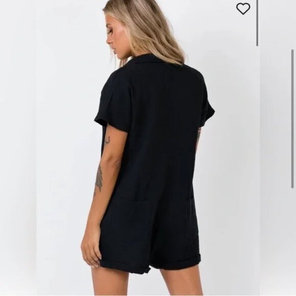 Princess Polly Vixen Short Romper Gauze 100% Cotton Playsuit Black Size 8 - Picture 5 of 11